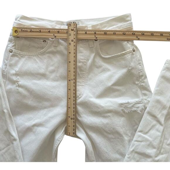 Agolde | white denim destroyed button fly jeans with marks | size 24 - Picture 5 of 8